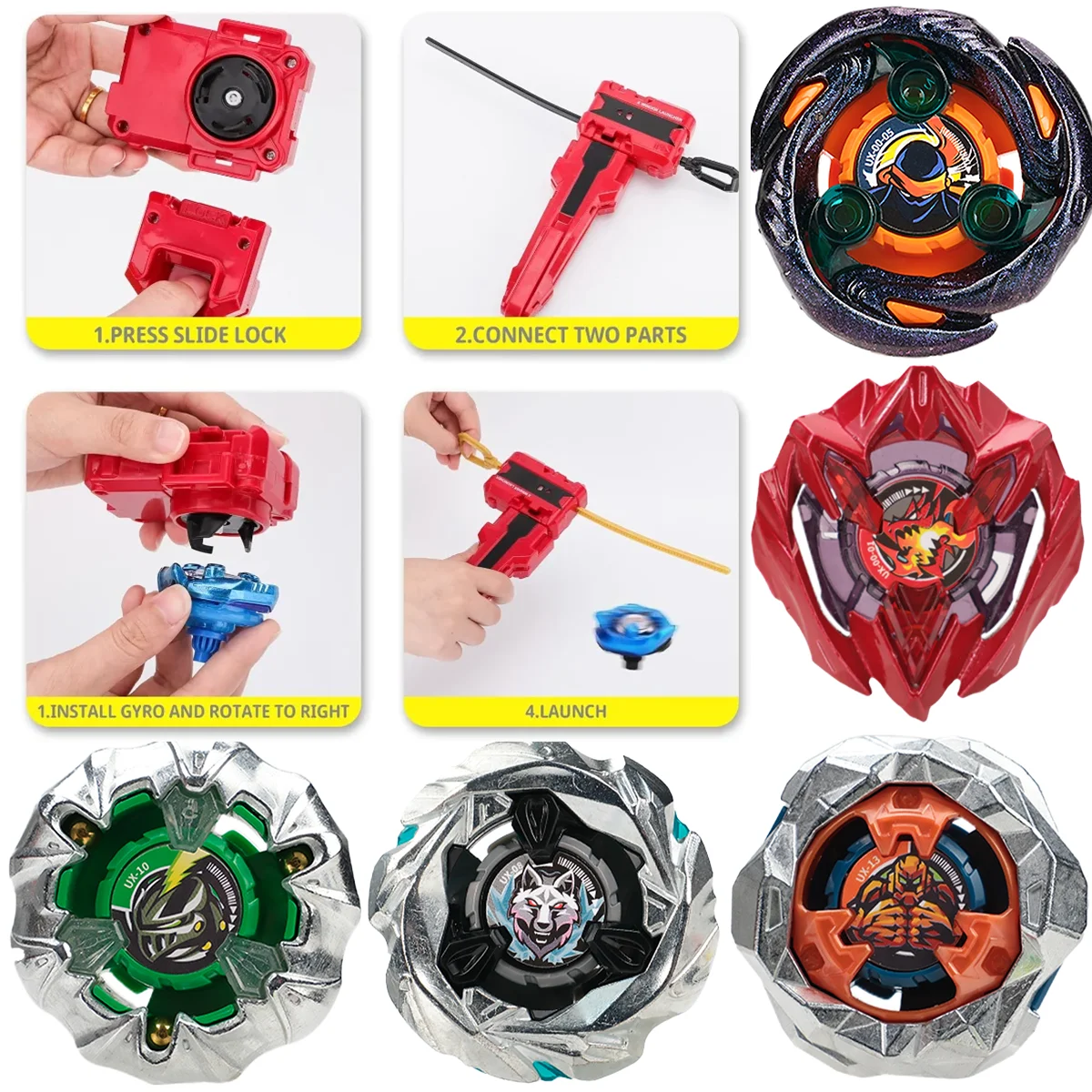 Takara Tomy Gyro X Spielzeug UX-15 SharkScale 4-50 UF Set UX-11 Wolf Fang 3-60 Bs UX15 UX11 UX00-01 UX00-02 UX01-01 Anime