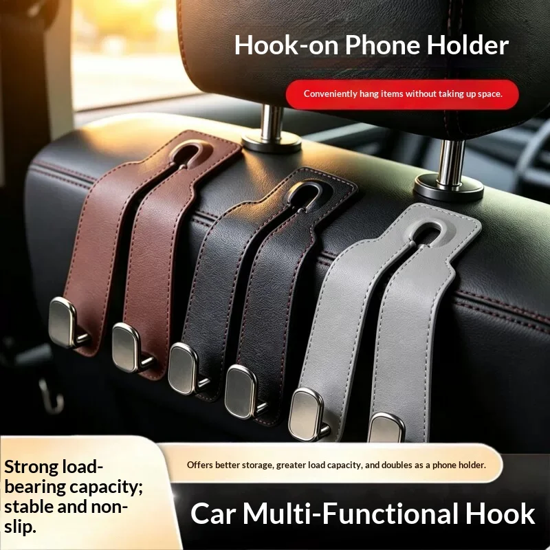 Suede Car Seat Headrest Hook 2 in 1 Multifunctional Rear Seat Hanger Handbag Purse Holder Hidden Storage Hook