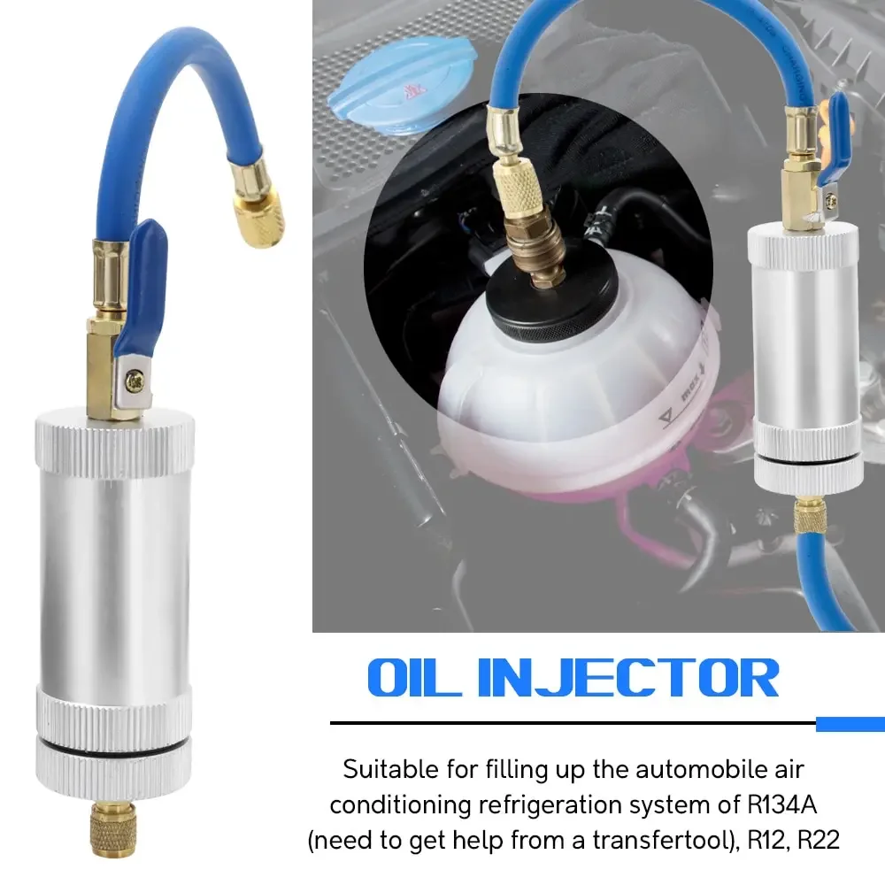 Car Oil Injection Dye Injector Tool, Ar condicionado, Óleo líquido puro, Refrigerante Filler Tube, Acessórios de carro, 2 onças, R134A, R12