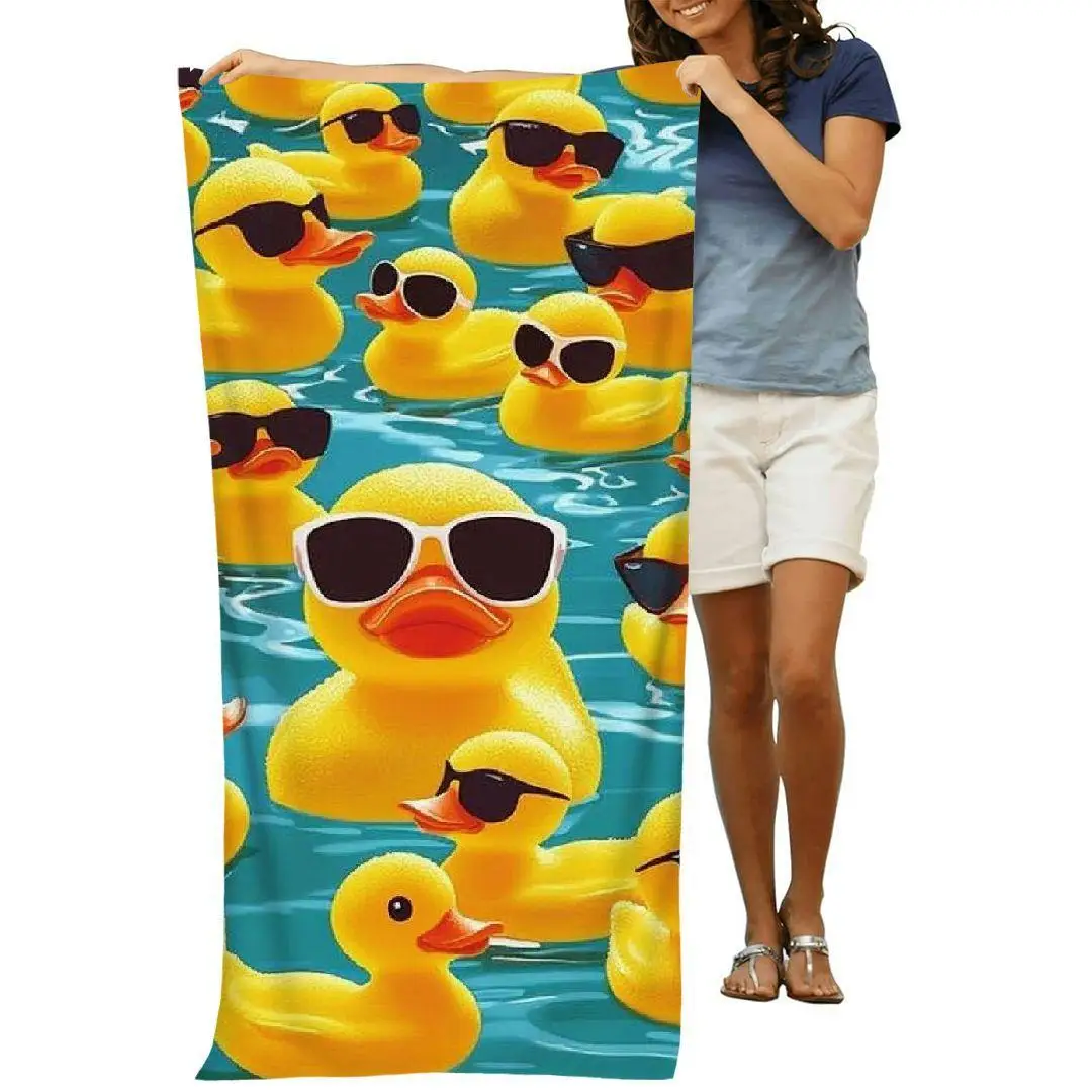 

Super Soft Microfiber Beach Towel, Quick Dry Super Absorbent Lightweight, Modern Duck Pattern Flat Print, Ideal for Travel