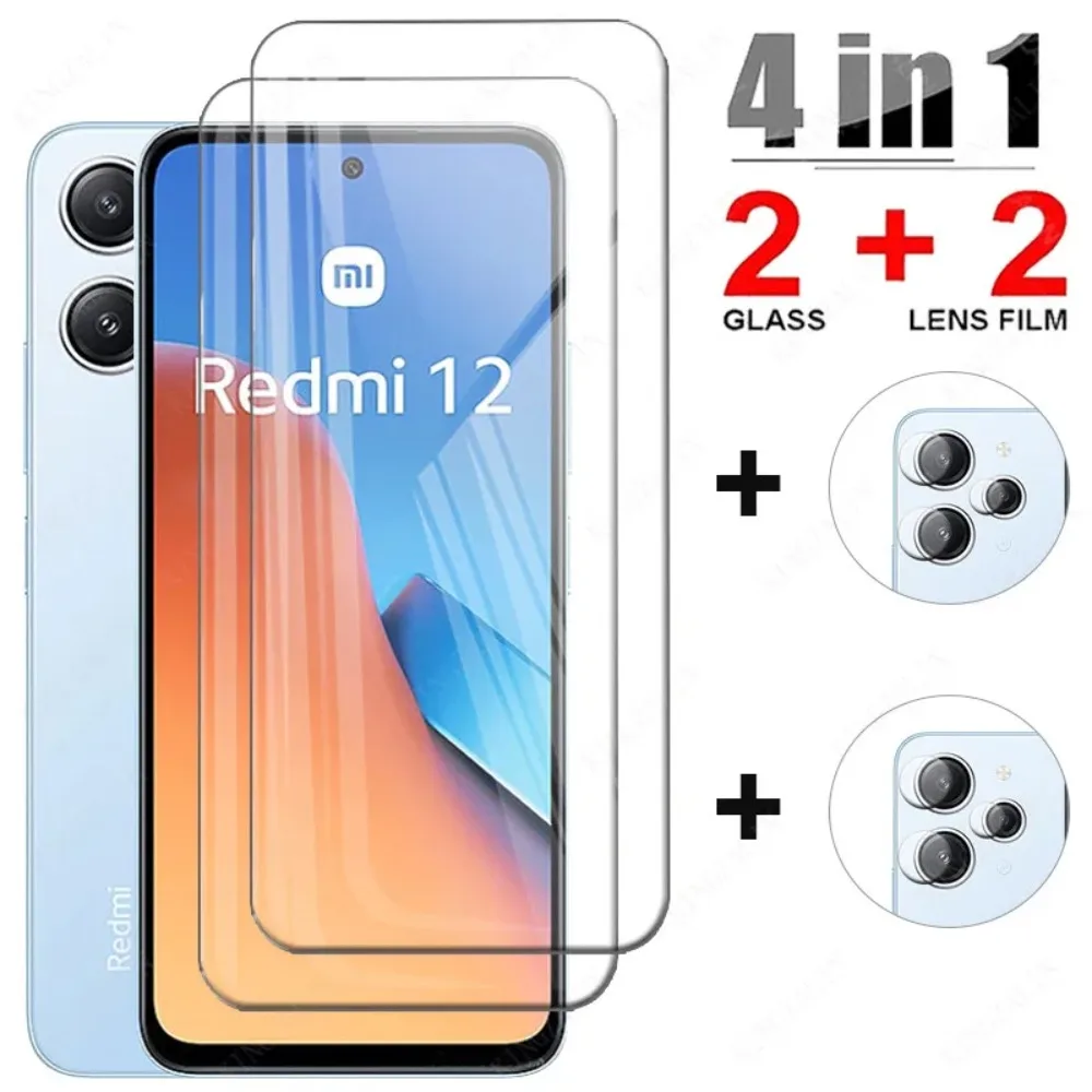 Vollständiger Schutz für Xiaomi Redmi 12 12R 12C 12 5G 13C, gehärtetes Glas, Displayschutzfolie für Xiaomi Redmi 12 Glas