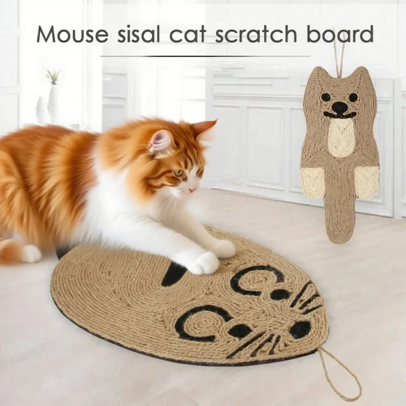 Cute Mouse - Shaped Sisal Cat Scratcher Board! Ideal for Sharpening Nails, Protects Sofas & Furniture, Fun Cat Tree Alternative