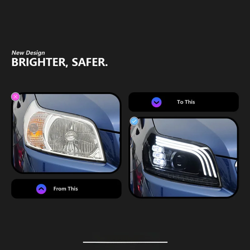 XCH Suitable for upgrading the LED headlight assembly of 2006-2010 Chevrolet Aveo to include headlights and turn signals.