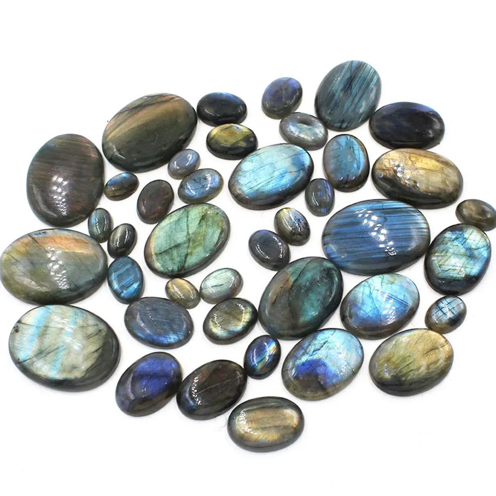 5pcs Oval Shape Labradorite Cabochon Stone for Jewelry Making Natural Stone Beads 18x25 15x20 13x18 10 x14 30x40 Blue Pendant ﻿