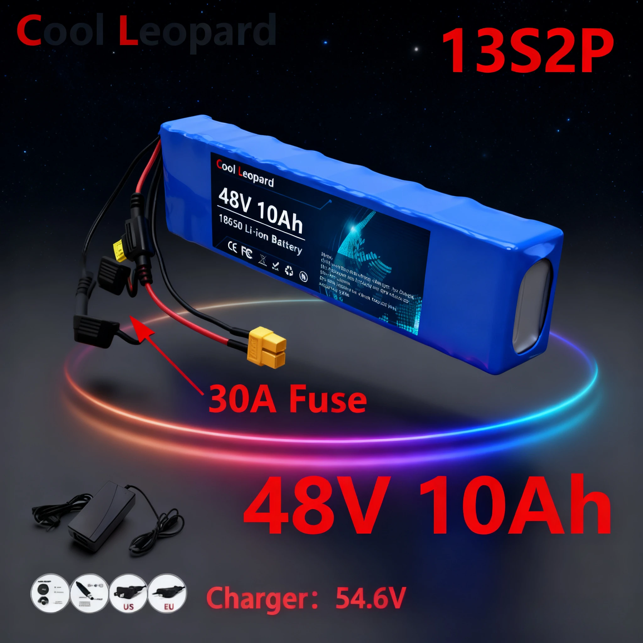 

48V 13S2P 30Ah Lithium Upgraded Version Battery Pack 1000W Is Suitable For M365 Electric Scooter With Built-In BMS 18650 Battery