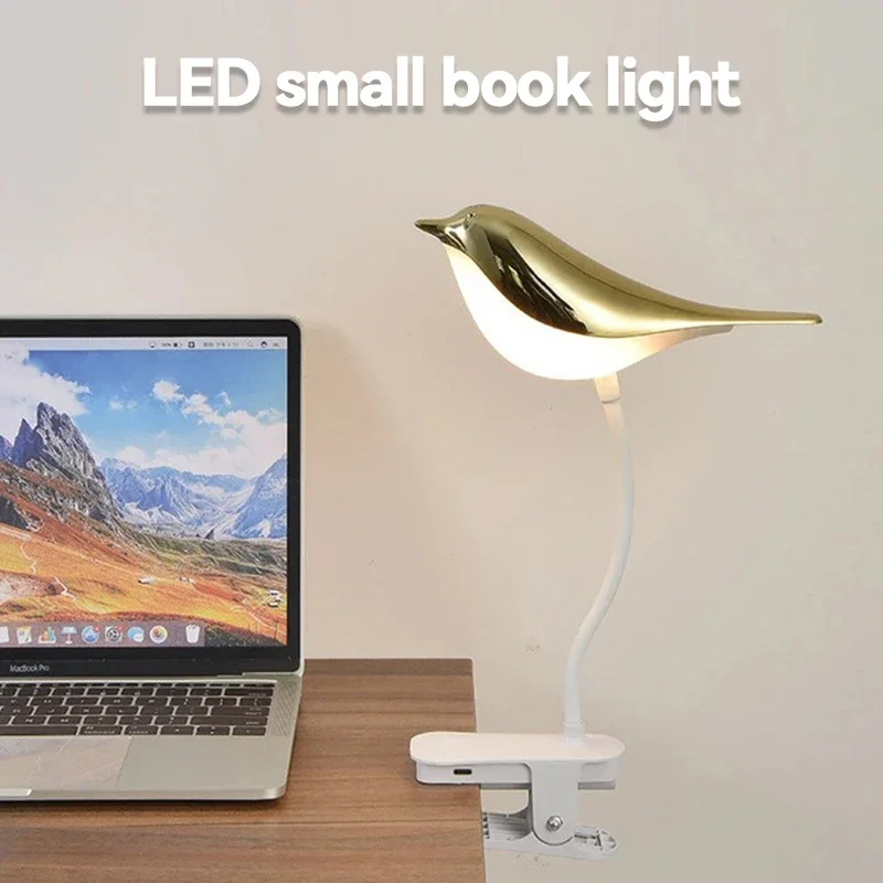 

Tri-color Dimming Bird Lamp Small Book Light Charge Led Lighting Ornament Bedroom Beside Lamp Children Gift Touch Night Lamp