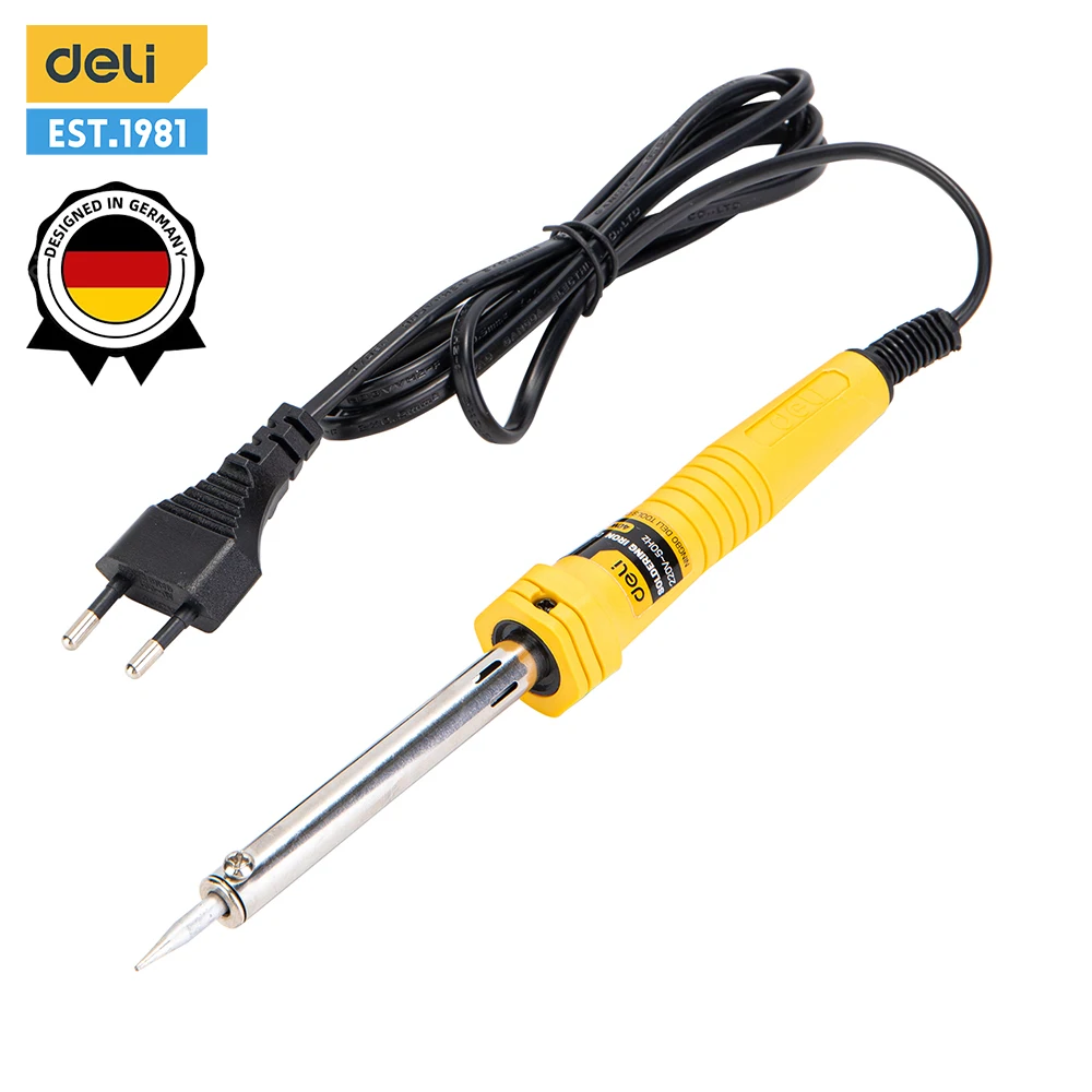 Deli 30W 40W 60W Electric Soldering Iron 220V Pointed Bracket Handle Heat Pencil Soldering Tip Welding Tools Electrician Tools