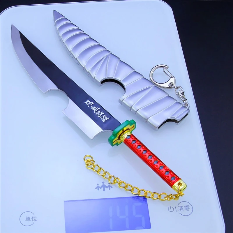 21cm Demon Slayer Uzui Tengen Sword Sound Hashira Dual Blade Anime Peripheral Katana Samurai Metal Weapon Model Collection Toy