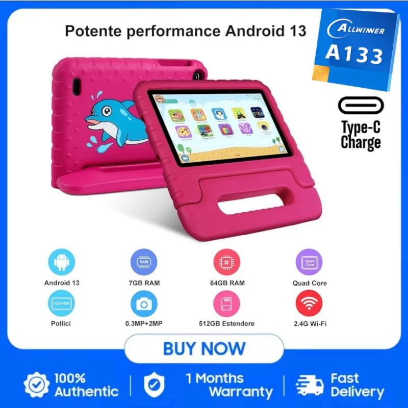 

Gift Silicon Bracket Case X300 DDR3 7" Android 13 Tablet PC 7GB+64GB Allwinner A133 Quad Core WIFI Type-C