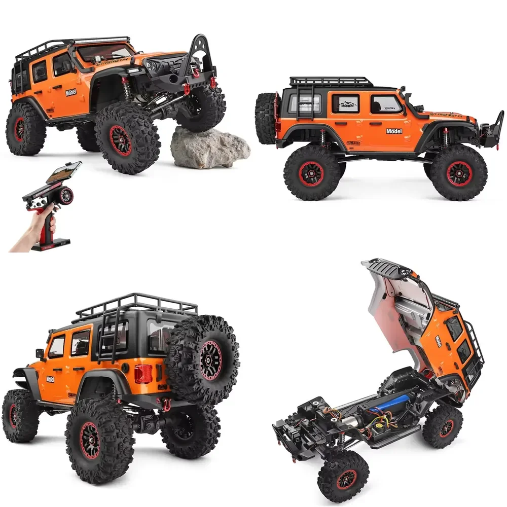 104010 1:10 Scale 4WD/4X4 Electric Metal Rock Crawler off Road RC Truck LED Lights 2.4G Remote Control App-Controlled