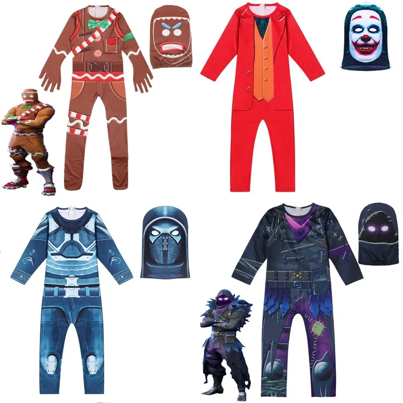 

Cos72 Kids Boys Skull Trooper Battle Raven Cosplay Jumpsuit Halloween Party Costume Skeleton Real Age Children Carnival Cl 72Cos