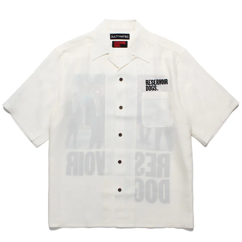Pink WACKO MAIRA Slogan Letters Embroidery Hawaiian Short Sleeve Shirt 1:1 Best Quality Summer Loose Mens Womens Flip Neck Tops