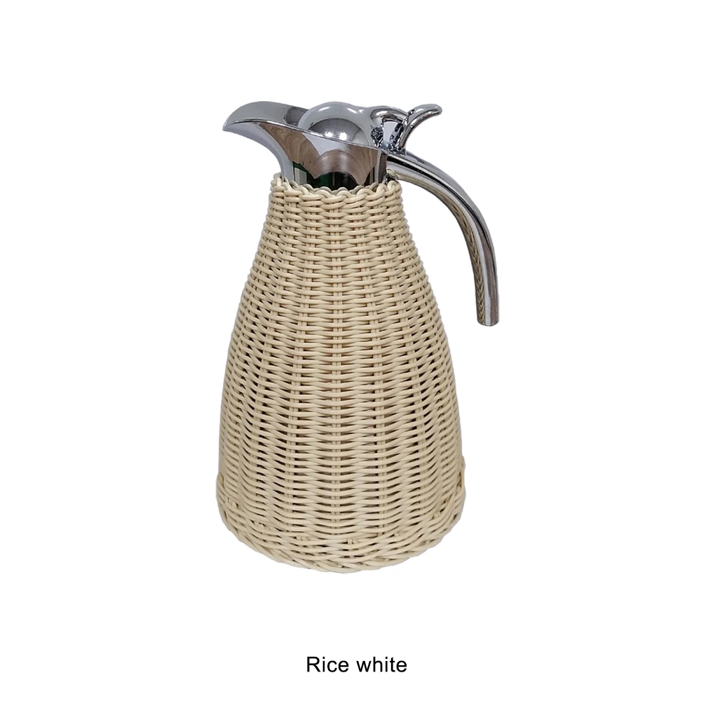 Serve Tea In Style Elegant Rattan Thermos Tea Carafe Safety And Reliable Coffee Thermal Carafe