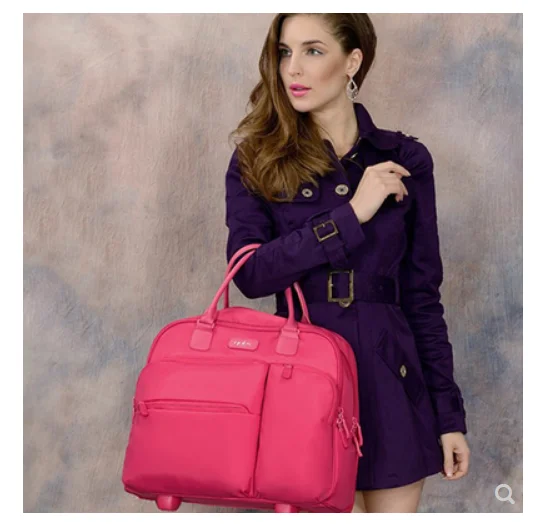 Frauen tragen auf hand gepäck koffer Reise Trolley Taschen reisen gepäck taschen auf rädern frauen Roll tasche Rädern Tasche gepäck tasche