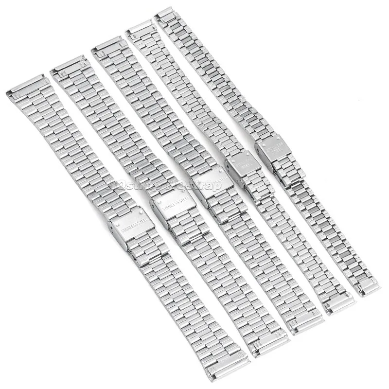10mm 12mm 14mm 16mm 18mm 20mm Stainless Steel Band Metal for Casio F-91W for F105/108/A158W/168 AE1200/1300 Universal Bracelet