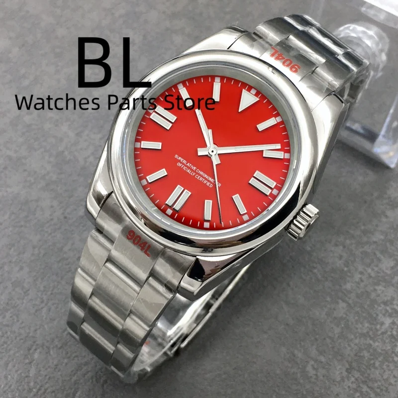 BLIGER 36mm/39mm Sunary Dunkelblau Rot Zifferblatt Kein Datum DJ Stil NH35 Uhr Für Männer glide Lock Saphirglas Wasserdicht Reloj Hombre