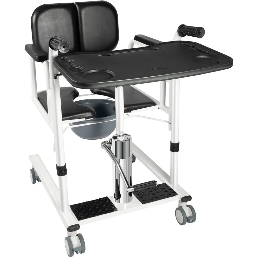 

Senior-Friendly Split Seat Transfer Chair with Commode for Beds, Toilets, Showers, and Cars - Black