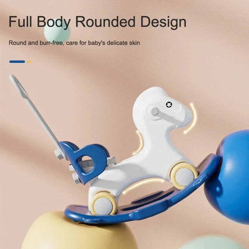 New Customizable Children Unicorn Chair Unpowered Christmas 3 In 1 Baby Plastic Kids Rocking Horse Ride On Toy Animals