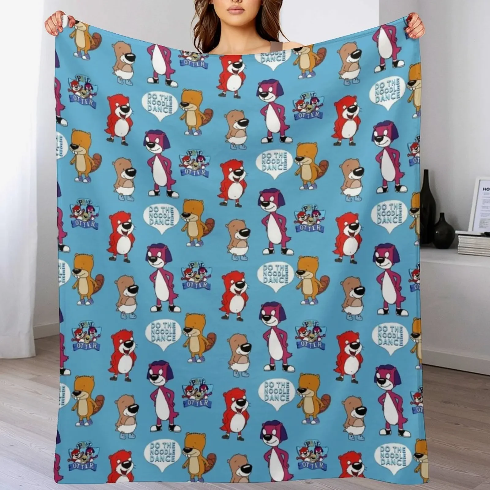 Jelly, Peanut, Butter, Munchy Otter Art Combo Pack Throw Blanket Summer Cool Breathable Blanket for Sleeping