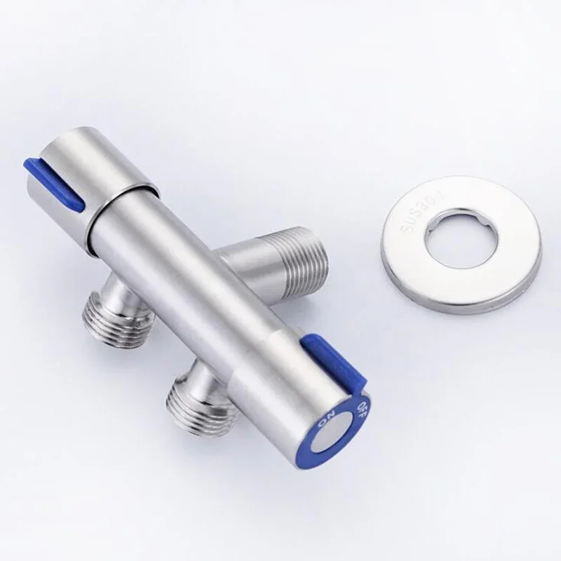 

Angle Valve Three-way Double Handle Double Control Single Cold Multi-function Faucet Stainless Steel One Into Two