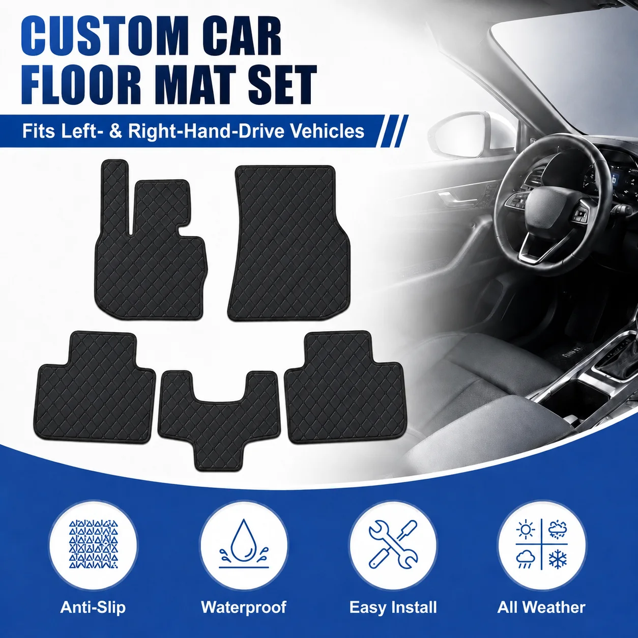 Customized Car Floor Mats for BMW X3 G01 2018-2024 All-Weather Waterproof Anti-slip Flat Floor Liners Car Interior Accessories