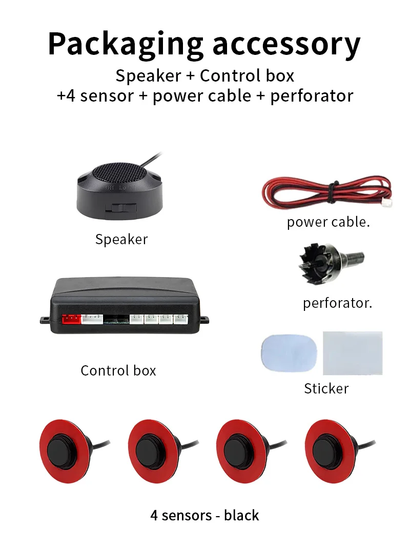 16,5 mm 4 Parksensoren Auto-Rückfahrradar Geräuschloser Modus Wasserdicht 12V Sicherer Einparkassistent für Auto LKW Van Wohnmobil – Detail 11
