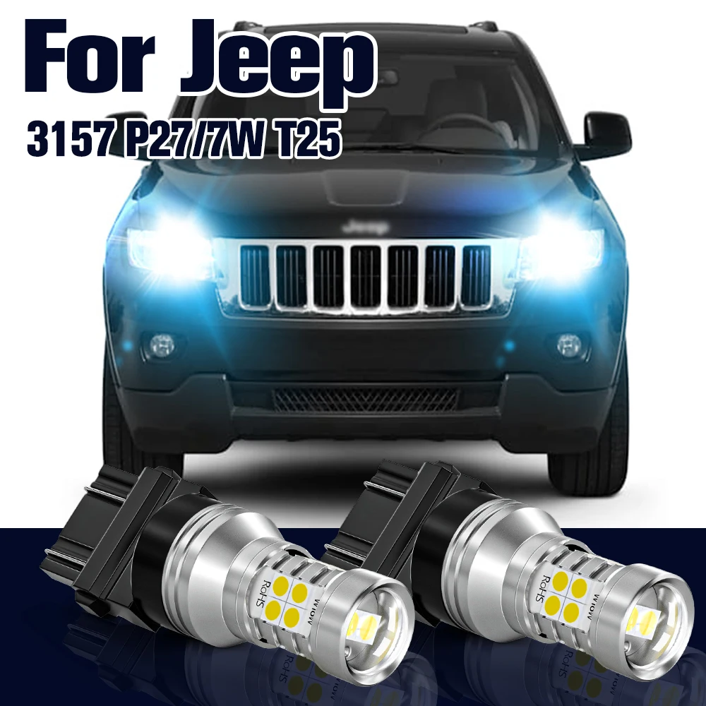 

Daytime Running Light 3157 P27/7W T25 2pcs LED Bulb Lamp DRL For Jeep Grand Cherokee 2011 2012 2013 Accessories