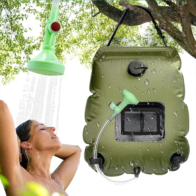 Solar Shower Bag 20L Outdoor Solar Heating Premium Camping Shower Bag Hot Water Temperature 45 with Removable Hose Shower Head