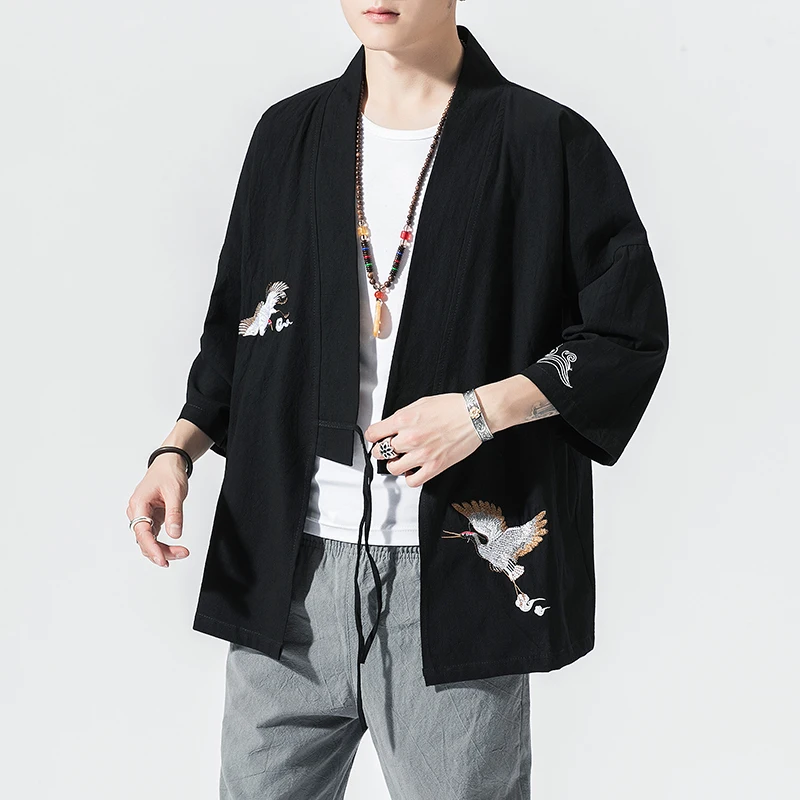 2024 verão masculino cardigan japonês quimono samurai traje roupas quimono jaqueta dos homens quimono camisa yukata haori casaco casual