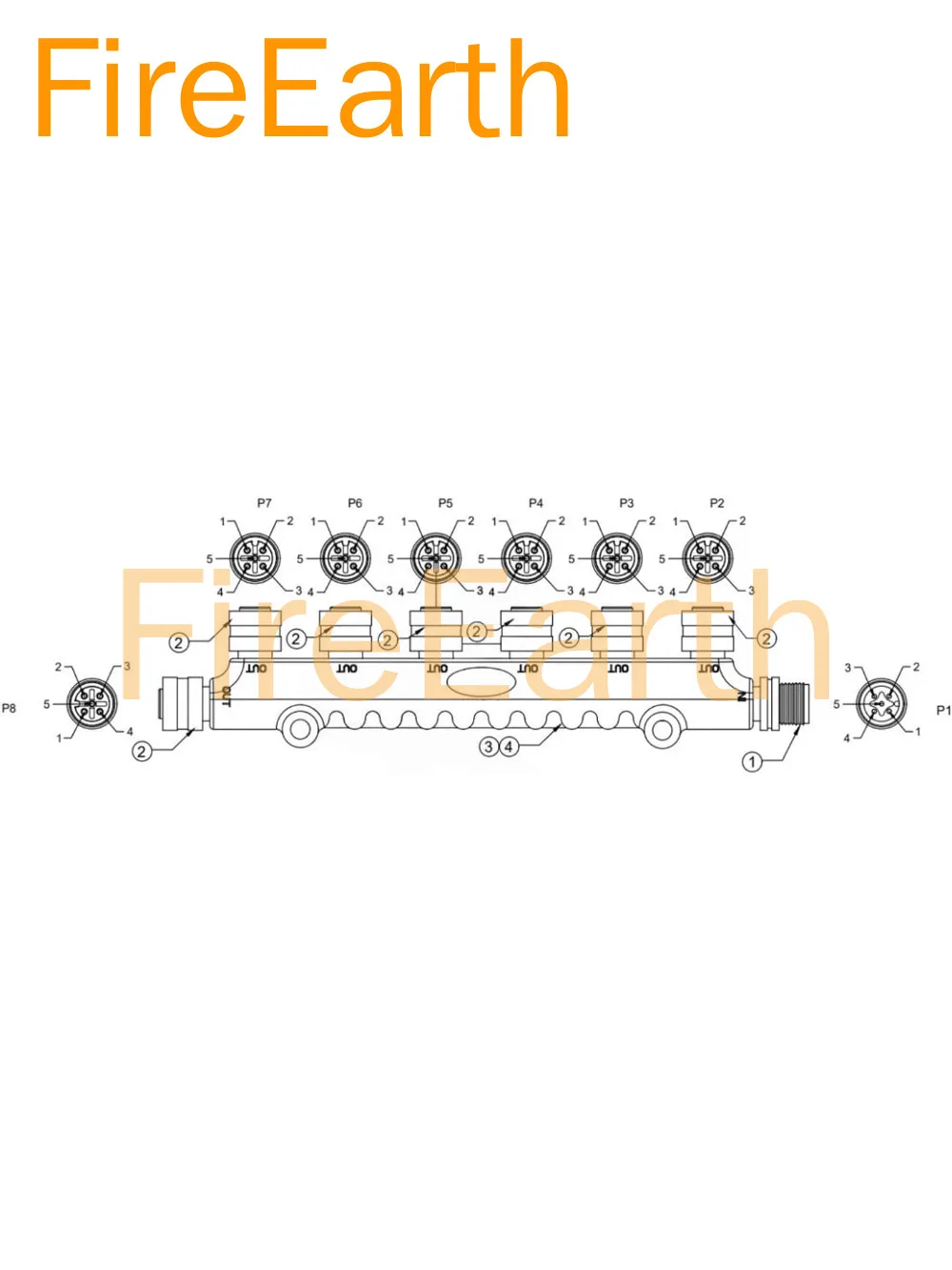 Marine Nmea2000 Hub 6 Port Connector M12 5 Pin 7 Female to 5 Pin Male Marine Nmea 2000 Connector