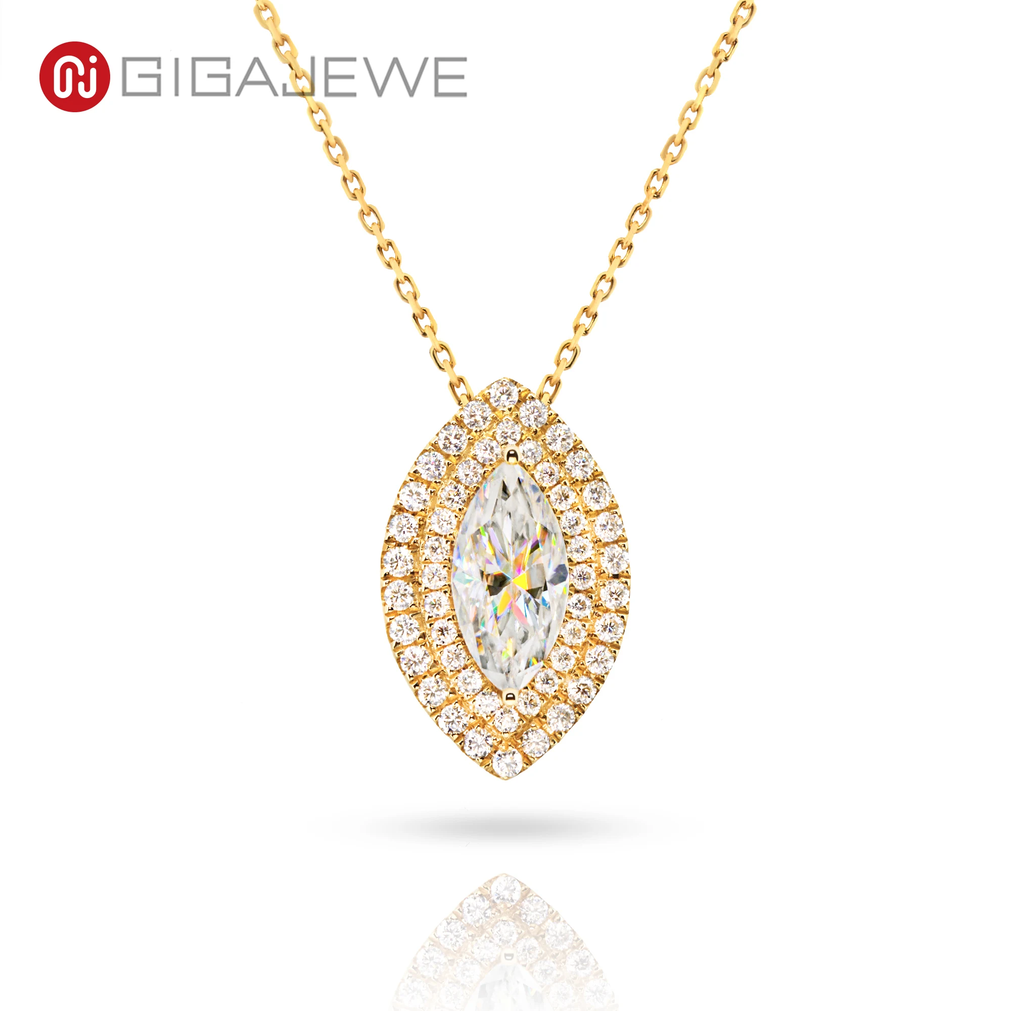 

GIGAJEWE Moissanite 2.0ct 6X12mm Maequise Cut Белый D Цвет 18K золотой кулон ожерелье ювелирные изделия дьявольский глаз мода девушки женщины подарок