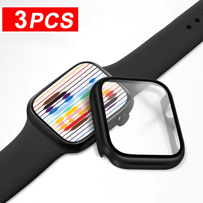 3 Stück gehärtete Glasabdeckung für Apple Watch Displayschutzfolie 9 8 7 6 5 4 3 SE 40 mm 41 mm 46 mm 45 mm 10 42 mm 38 mm Zubehör
