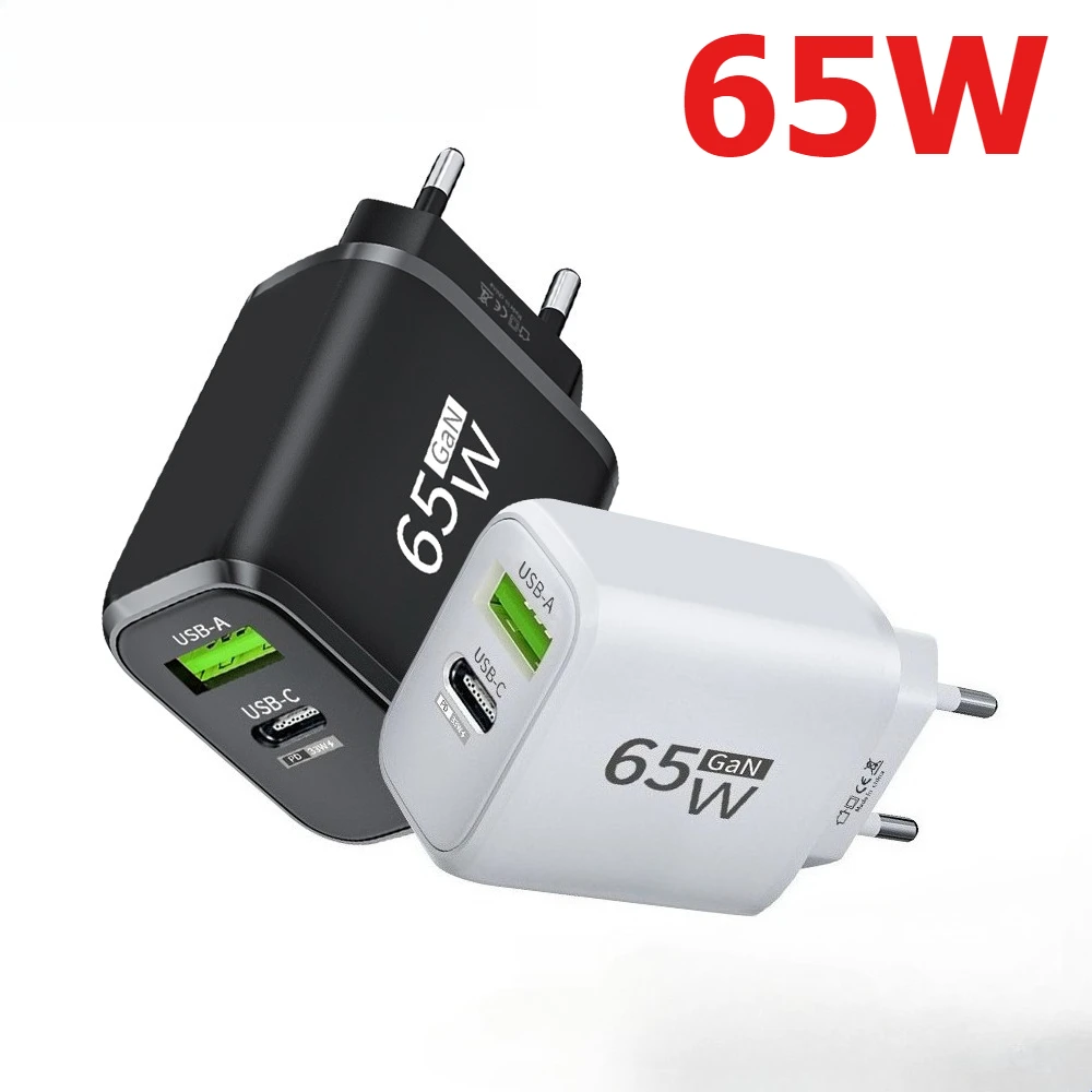 65W GaN USB Type C Fast Charge Chargers with Type C Cables Quick Charge PD Fast Charging Wall Adapters with Data Cable For Phone
