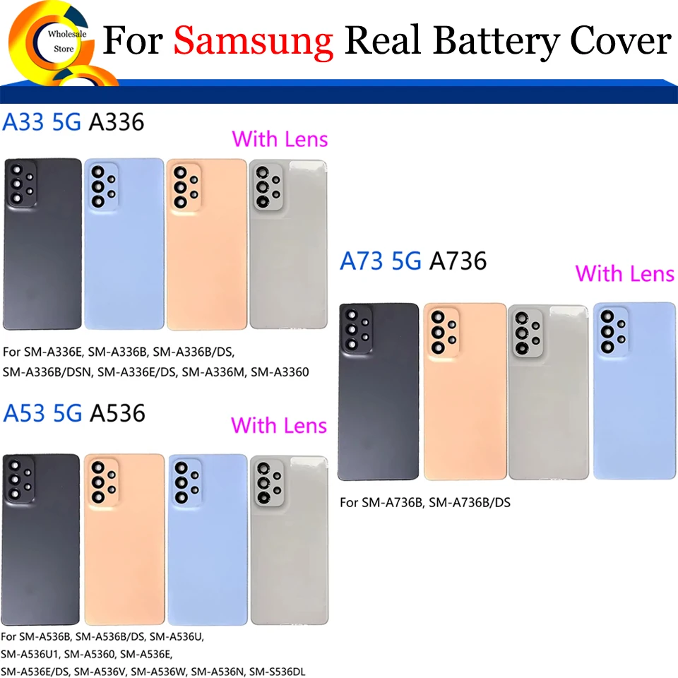 10Pcs/Lot For Samsung Galaxy A33 A53 A73 5G A336 A536 A736 Battery Back Cover Housing Case Rear Door With Lens