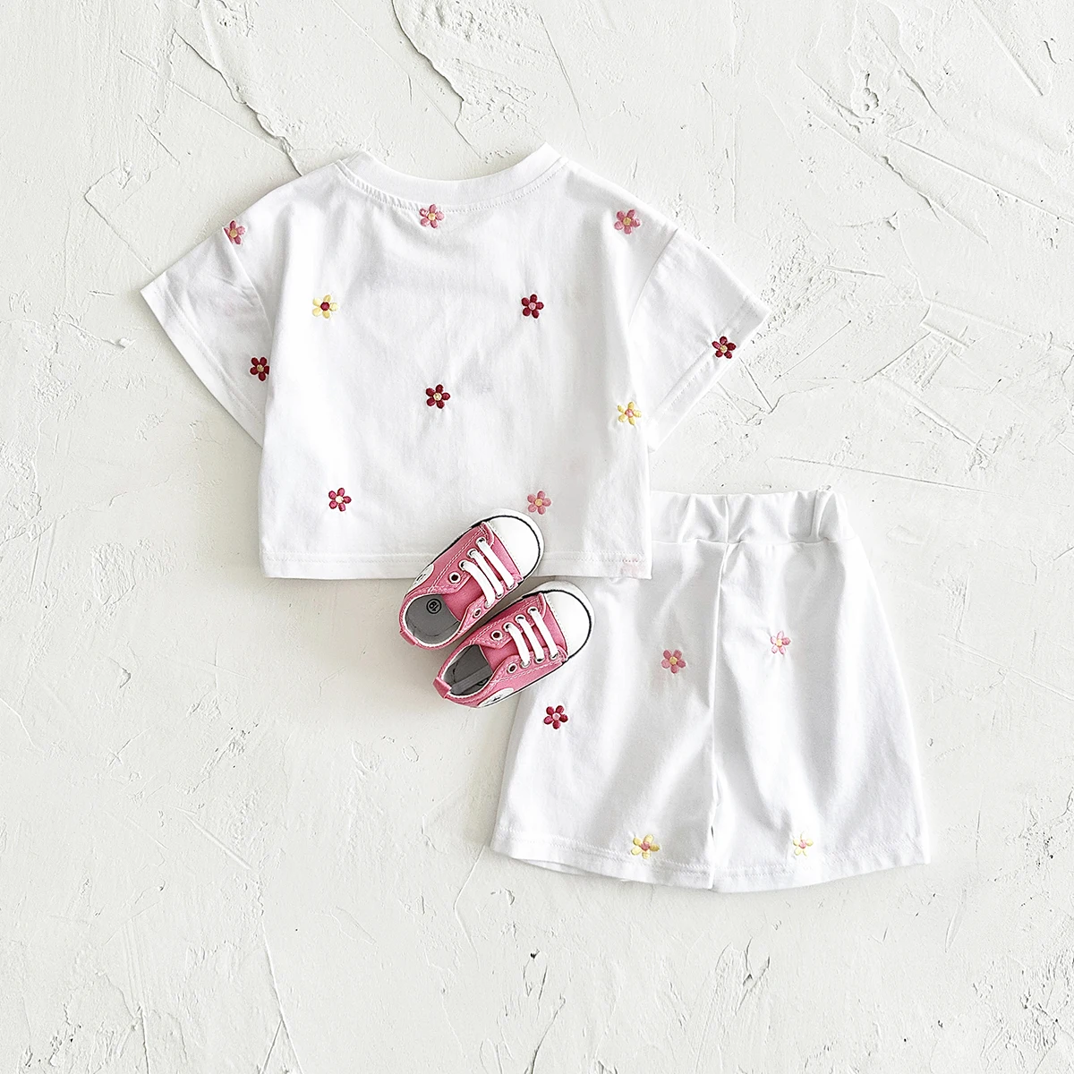 Summer Clothes Infant Outfit Set Baby Girl Clothes Set Sweet Casual Fragmented Embroidery Short Sleeved T-shirt+shorts 2Pcs
