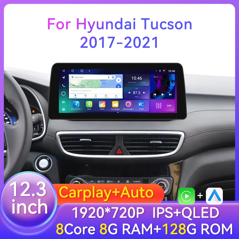 

12.3 inch Android For Hyundai Tucson 2017-2021 Car Radio Multimedia Player GPS Navigation 2 Din No DVD Carplay Head Unit Screen