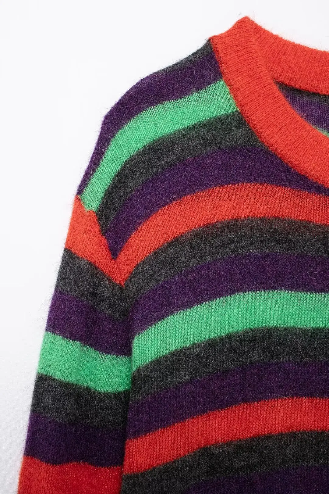 كنزة محبوكة طويلة للنساء ، كنزة صوفية كلاسيكية برقبة دائرية ، كنزة صوفية مطبوعة متدرجة ، أنيقة كلاسيكية ، كنزة جديدة ،