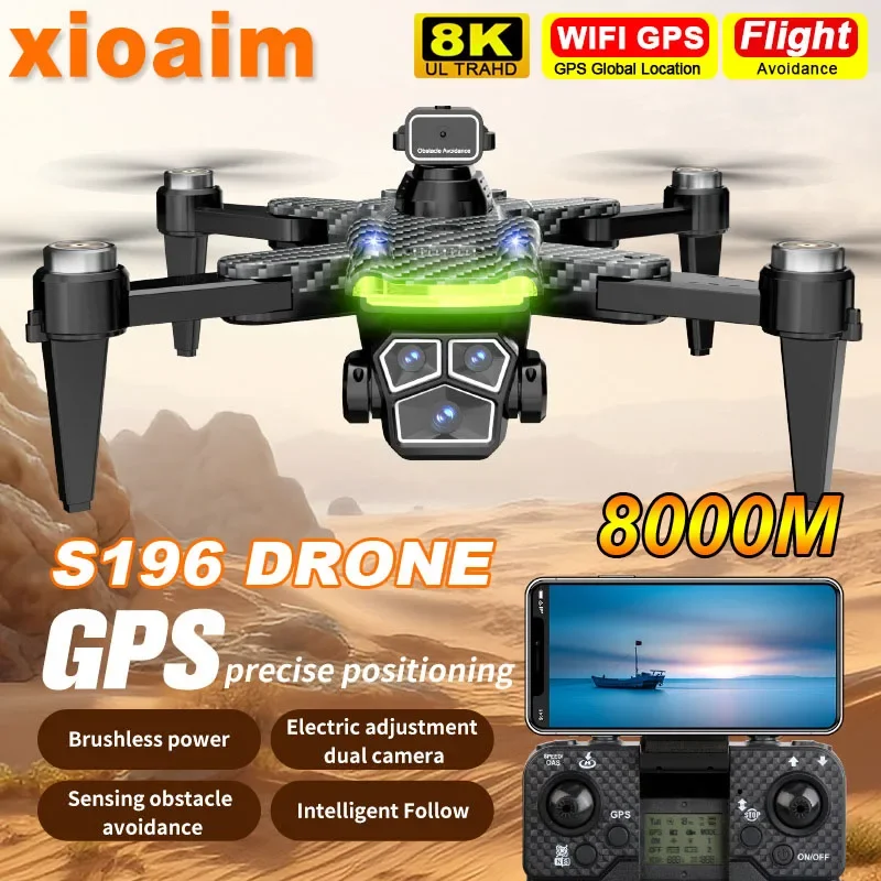 

For Xiaomi S196 Drone 6K 8K 5G WIFI HD Dual Camera Aerial Photography Automatic Return Obstacle Avoidance 7.4V Long Endurance