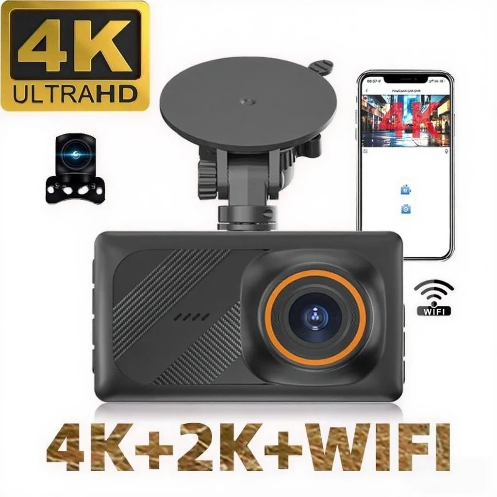 2026 Newest 4K+2K Car Dash Camera Dual Lens Car Digital Video Recorder Wifi APP DashCam 3inch LCD Display Utra HD Car Cameras