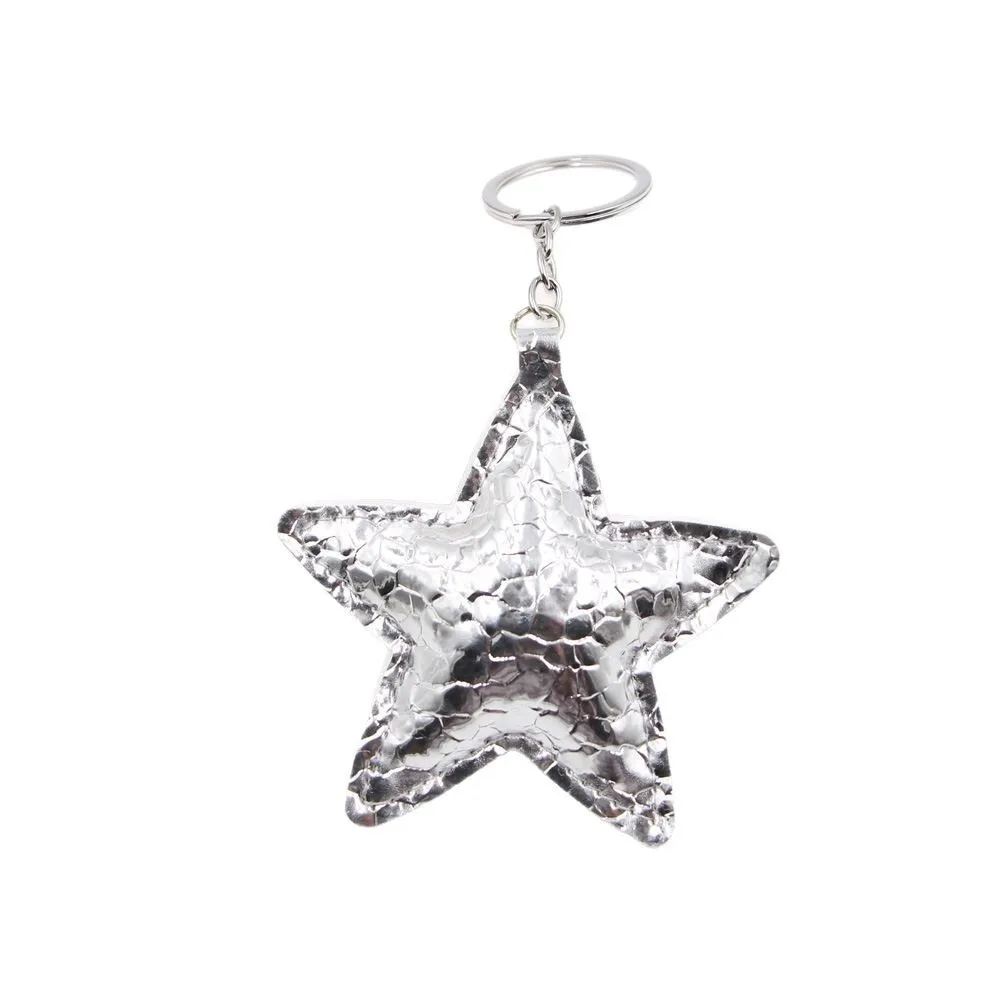 Glitter Silver Star Keychain, Shimmering Bag Pendant for Backpack Clothing Accessories, Adjustable Lanyard Charm with Mini Star