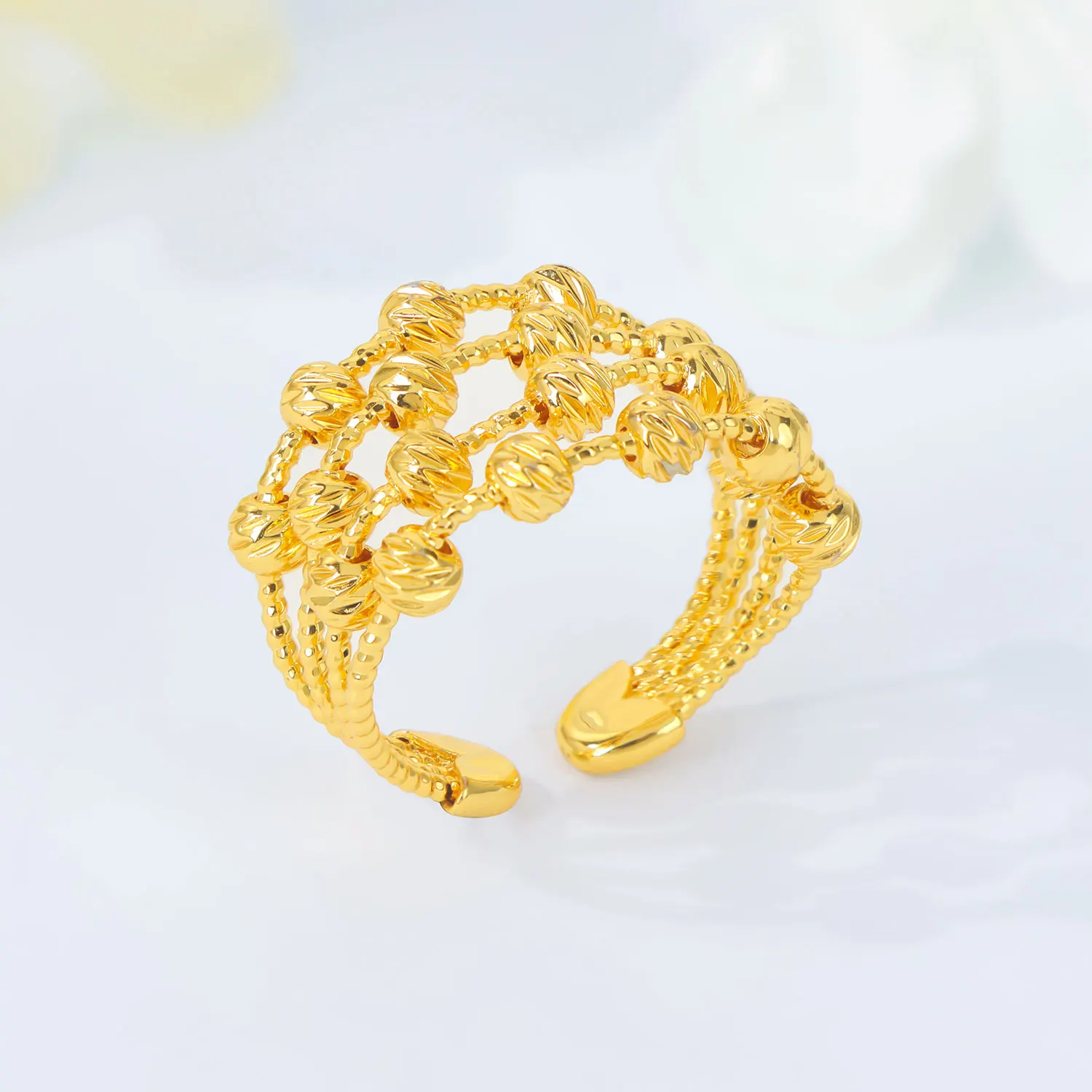 Türkische Mode Münzen Ring 24k vergoldet Dubai einfache Cocktail Paare Ringe Nigeria Frauen Braut Hochzeit Party Schmuck – Detail 8