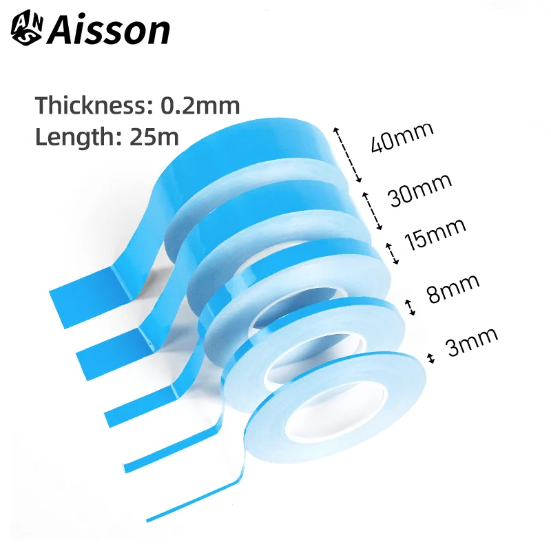Double Sided Thermal Conductive Adhesive Tape 25m Length 3/5/8/10/12/15/20mm Width for Chip PCB LED Strip Heatsink
