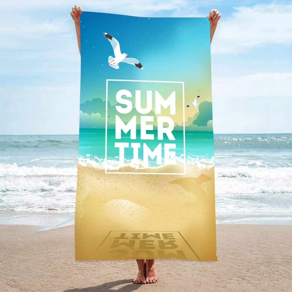 Letter Palm Tree Beach Towel 100x180CM Bath Towel Microfiber Yoga Mat Absorb Water Beach Blanket Outdoor Camping Picnic Blanket view 3