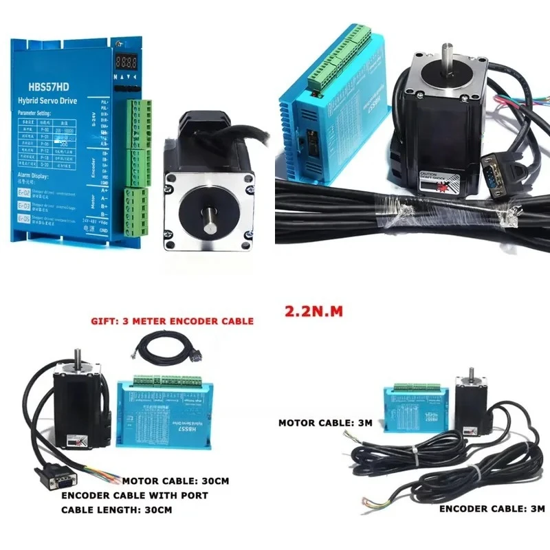 57HSE2.2N 2.2N.m NEMA 23 Stepper Motor Hybrid Closed Loop Stepper Motor HBS57 Stepper Motor Controller