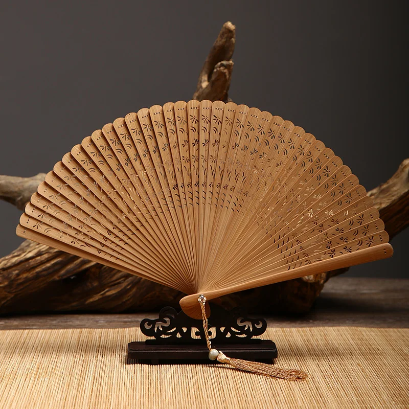 

Mini Bamboo Folding Fan Hollow Japanese Ancient Men and Women Handmade Small Dancing Fan