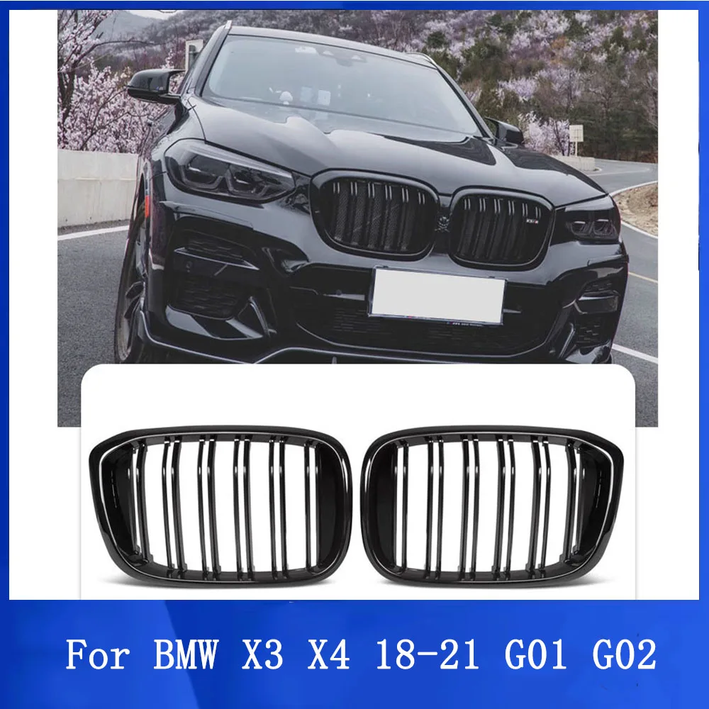 

For BMW Grille X3 X4 2018-2021 G01 G02 G08 Single/Double Bar Gloss Black Grille