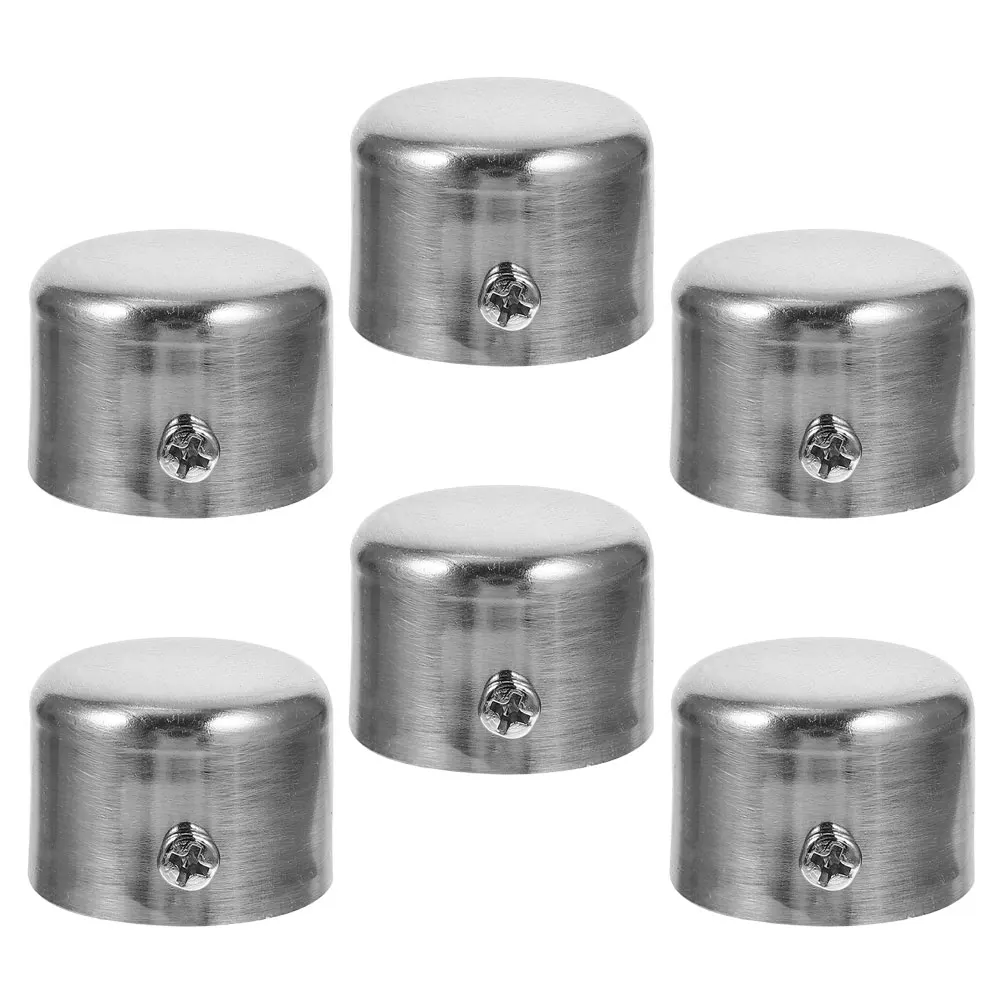 

6 Pcs Window Curtain Rod Plug Cap End Finials for Rods Metal Roman Pole Silver Replacement Parts
