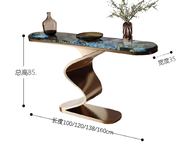 

Italian light luxury entrance table Modern simple natural luxury stone marble entrance living room end view table