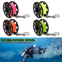 30M Scuba Diving Spool Finger Reel with Stainless Steel double ended hook Tech Snorkeling Equipment Cave Wreck Guide Line Reel
