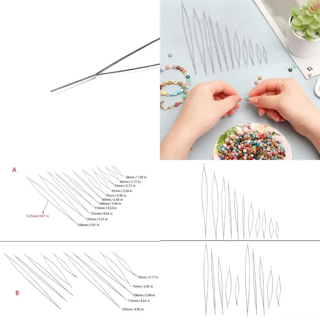 

D46E Набор игл для бисероплетения с разделенным концом, практичные инструменты для изготовления ювелирных изделий из стали